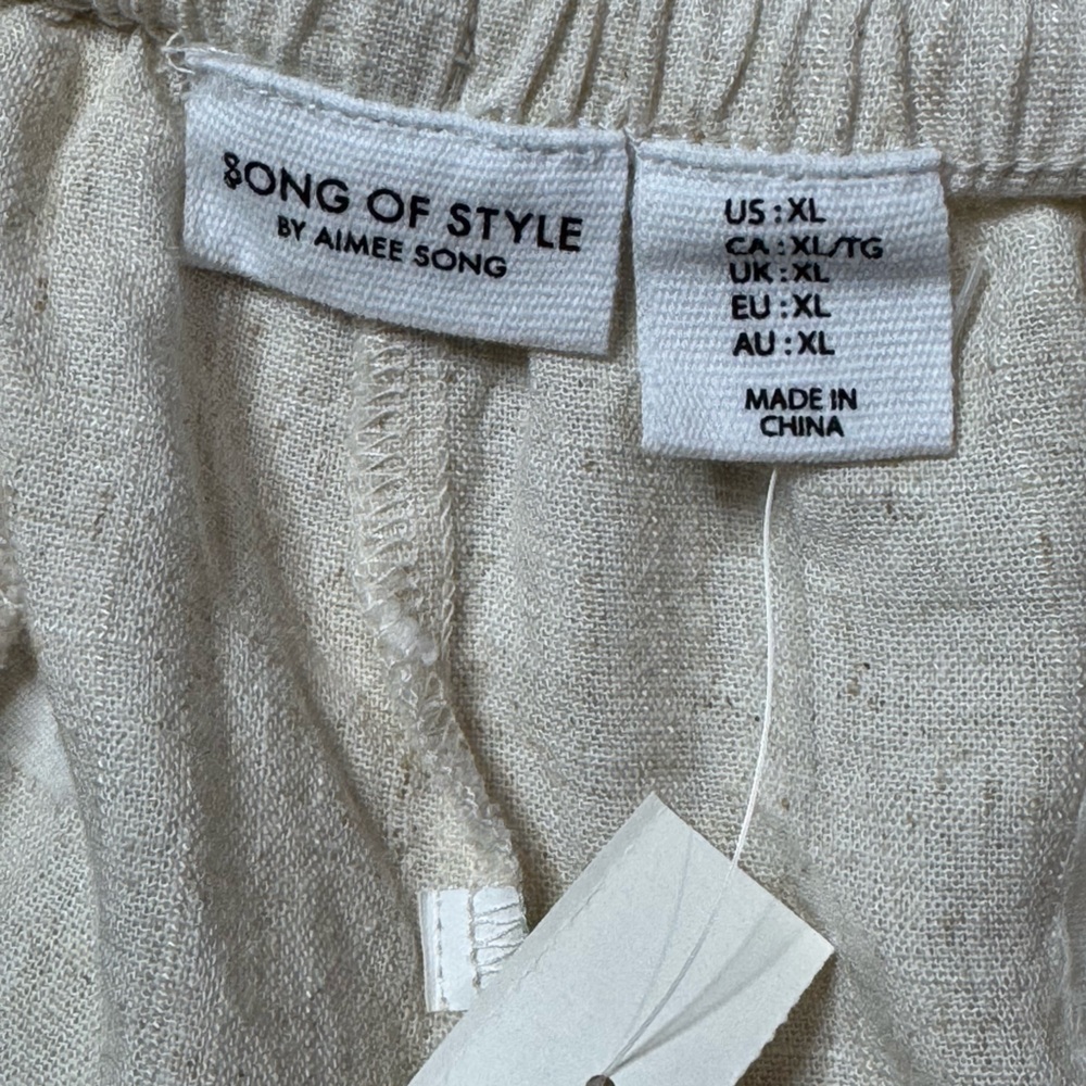 Song Of Style By Aimee Song Wide-Leg Linen Blend Drawstring Pants size XL NWOT - Picture 6 of 10